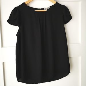 Anthropologie Pleione black flutter sleeve blouse